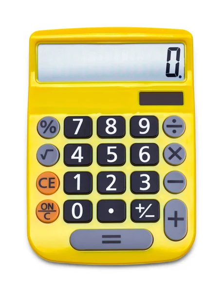 Calculadora Botão Amarelo Grande Cortado — Fotografia de Stock