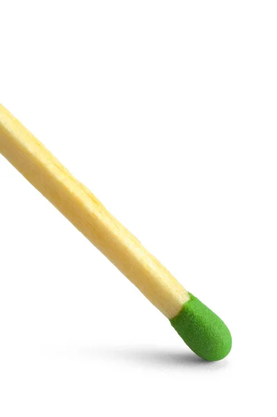 Närbild Green Match Stick Skära Vitt — Stockfoto