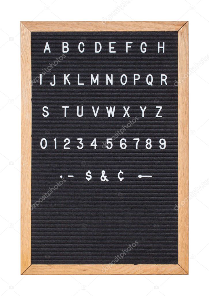 Alphabet Letter Board Cut Out on White Background.