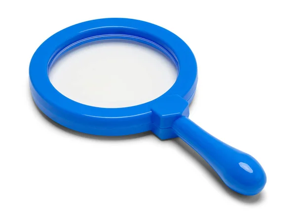 Blue Magnifying Glass Cut Out White — Stok Foto