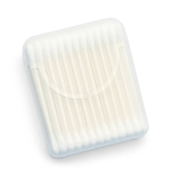 Caixa Fechada Cotonetes Cortados Branco — Fotografia de Stock