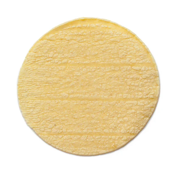 Tortilla Milho Redondo Amarelo Cortado Branco — Fotografia de Stock