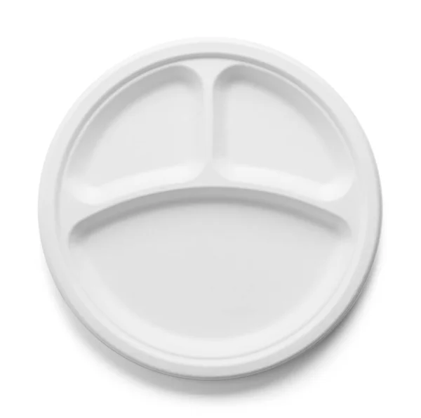 Divided Compartment Heavy Duty Paper Plate Cut Out White — Stock Photo, Image