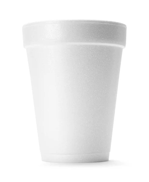 Eenvoudige Styrofoam Cup Side View Cut Out Wit — Stockfoto