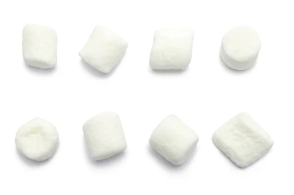 Pequenas Peças Marshmellow Cortadas Branco — Fotografia de Stock