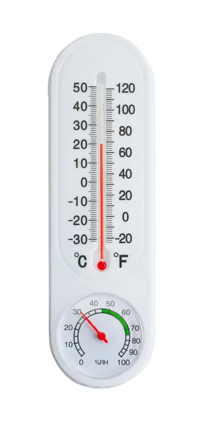 Außen Wetterthermometer Auf Weiß Geschaltet — Stockfoto