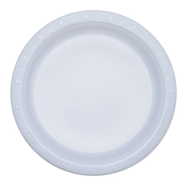 Vit Plast Plate Top View Skär — Stockfoto