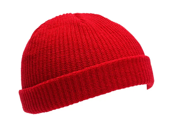 Red Wool Stocking Hat Cut Out White — Stock Photo, Image