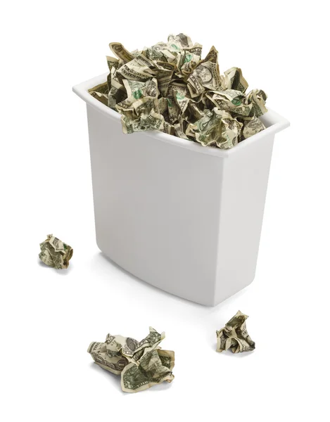 Cesta de resíduos de dinheiro — Fotografia de Stock