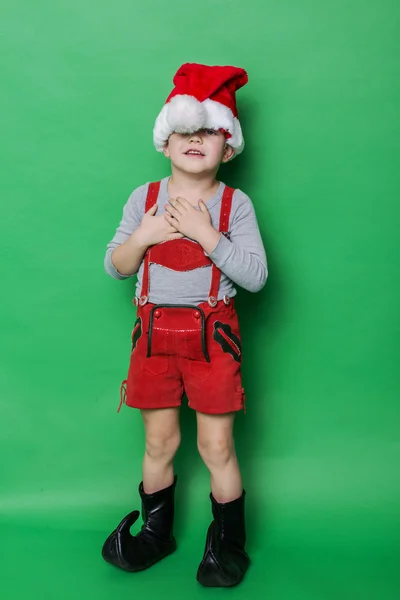 Little beautiful boy with Christmas gnome costume — Stock Photo, Image