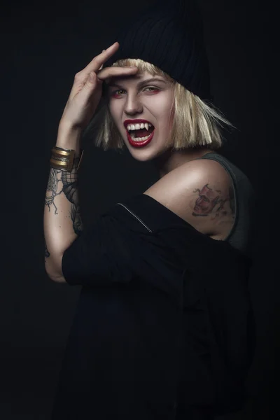 Portrait of vampire woman — Stock Photo, Image