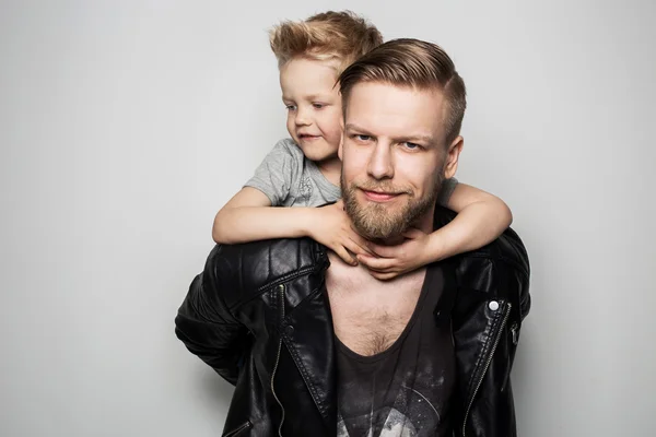 Happy Father and Son. Fathers day Royalty Free Stock Photos