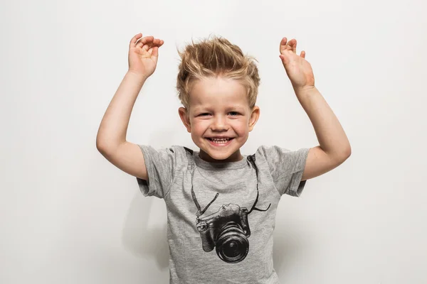 Portrait of happy joyful beautiful little boy Stock Photo