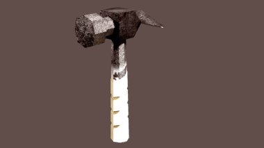 3 boyutlu çizim ve 3 boyutlu illüstrasyon Hammer en eski ve paslı  