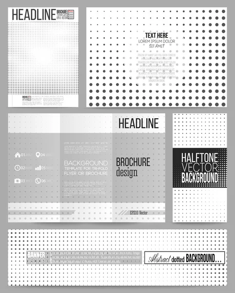 Set of business templates for presentation, brochure, flyer or booklet. Halftone vector background. Black dots on white . — ストックベクタ