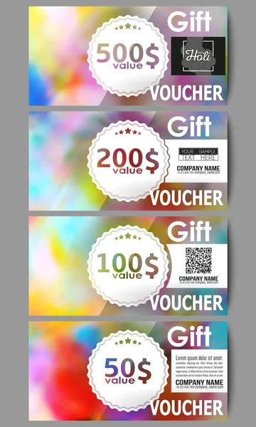 Set of modern gift voucher templates. Colorful background for Holi celebration, vector illustration — Stock Vector