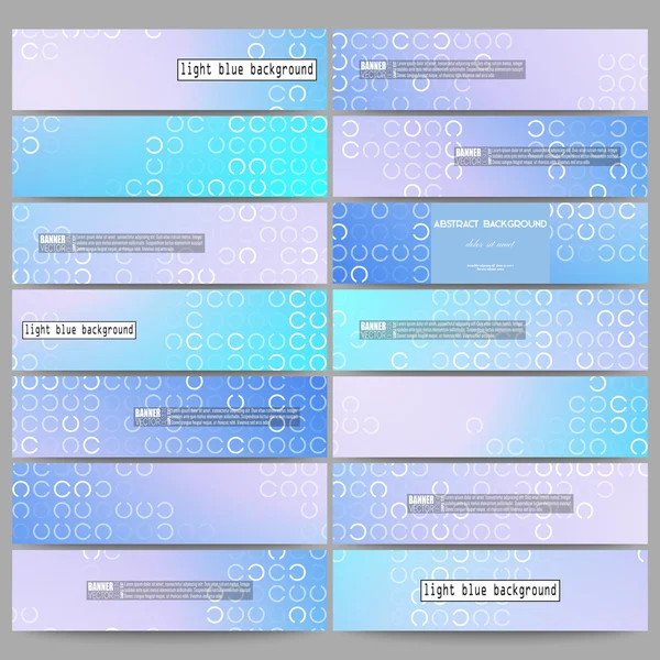 Set of modern banners. Abstract white circles on light blue background, vector illustration — Stockvector