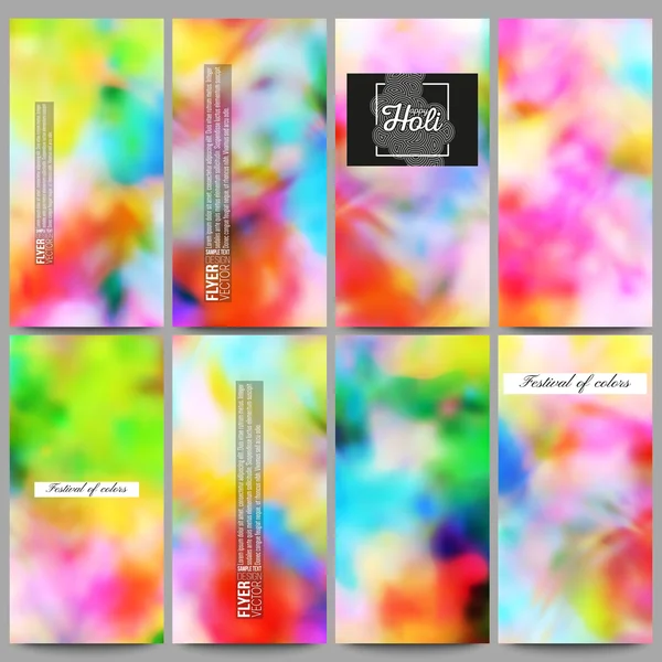 Set van moderne flyers. Kleurrijke achtergrond, Holi-feest, vectorillustratie — Stockvector