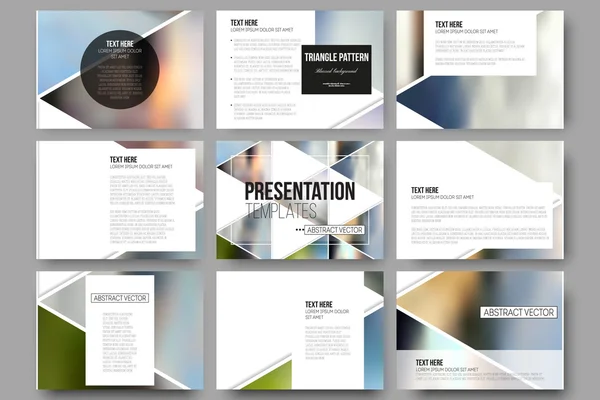 Sunma kaymak için vektör şablonları. Çok renkli arka plan bulanık doğa manzaraları, geometrik vektör, üçgen tarzı illüstrasyon