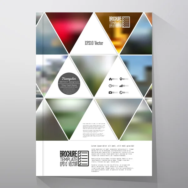 Geschäftsvorlage für Broschüre, Flyer oder Booklet. abstrakter mehrfarbiger Hintergrund verschwommener Naturlandschaften, geometrischer Vektor, dreieckige Darstellung — Stockvektor