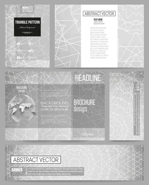 Set of business templates for presentation, brochure, flyer or booklet. Sacred geometry, triangle design gray background. Abstract vector illustration — Stockvector