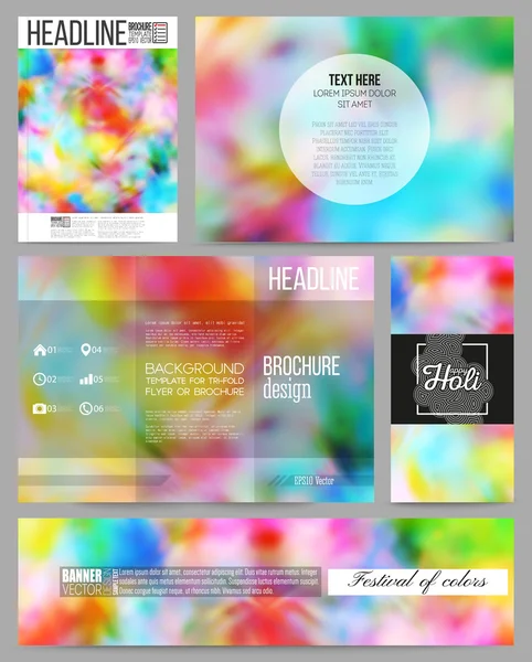 Set of business templates for presentation, brochure, flyer or booklet. Colorful background, Holi celebration, vector illustration — ストックベクタ