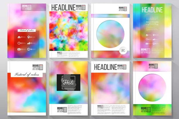 Set of business templates for brochure, flyer or booklet. Colorful background, Holi celebration, vector illustration — Stockvector