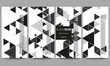 El ilanları ayarlandı. Üçgen vektör deseni. Beyaz arka plan üzerinde soyut siyah üçgenler