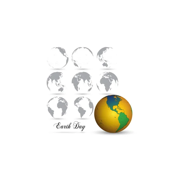 Fundo do Dia da Terra com as palavras e globos mundiais. Ilustração vetorial — Vetor de Stock