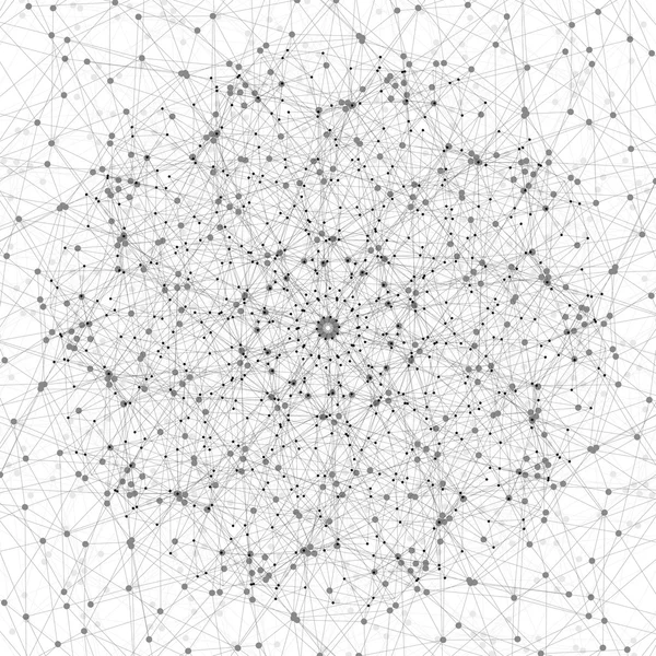Struktura cząsteczki, budowa molekularna z połączonymi liniami i kropkami, wzór naukowy lub cyfrowy na białym tle, ilustracja wektorowa — Wektor stockowy