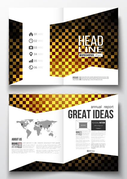 Set of business templates for brochure, magazine, flyer, booklet or annual report. Abstract polygonal background, modern stylish sguare design golden vector texture — Stock Vector