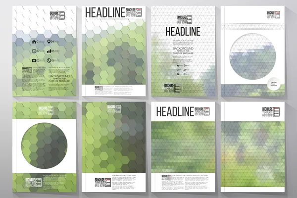 Business templates for brochure, flyer or booklet. Nature landscape. Collection of abstract multicolored backgrounds. Natural geometrical patterns. Triangular and hexagonal style vector illustration — 图库矢量图片