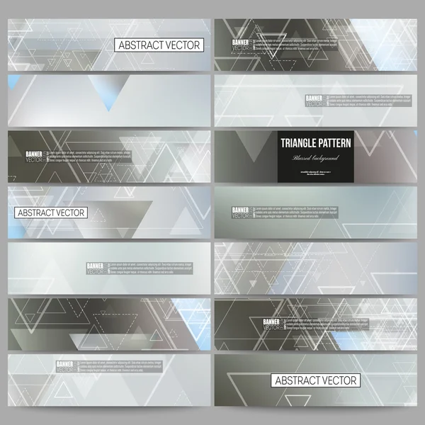 Set of modern vector banners. Abstract blurred background with triangles, lines and dots. — Διανυσματικό Αρχείο