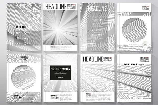 Set bedrijfssjablonen voor brochure, flyer of boekje. Abstracte lijnen achtergrond, eenvoudige abstracte monochrome textuur — Stockvector