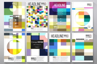 Broşür, el ilanı ya da broşür şablonları kümesi. Renkli iş arka plan, modern şık vektör doku