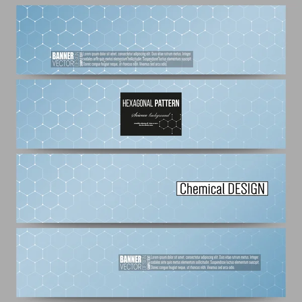 Set of modern banners. Chemistry pattern, hexagonal design vector illustration — Stock Vector