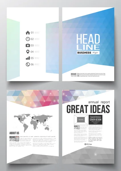 Set of business templates for brochure, magazine, flyer, booklet or annual report. Abstract colorful polygonal background with blurred image on it, modern stylish triangle vector texture — Stock Vector