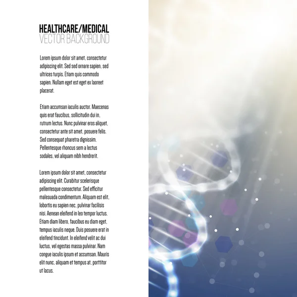 Plantilla de negocio para folleto, revista, folleto, folleto o informe anual. Estructura de la molécula de ADN sobre fondo azul. Ciencia vector fondo — Vector de stock
