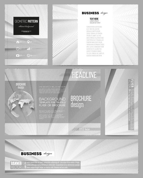 Set of business templates for presentation, brochure, flyer or booklet. Abstract lines background, simple abstract monochrome texture — Stock Vector