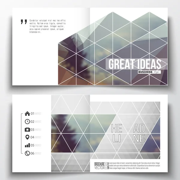 Vector set vierkante ontwerpsjabloon brochure. Abstract kleurrijk veelhoekige achtergrond, moderne stijlvolle driehoek vector textuur — Stockvector