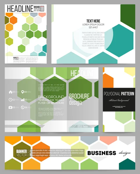 Set sjablonen voor presentatie, brochure, flyer of boekje. Abstracte kleurrijke zakelijke achtergrond, moderne stijlvolle zeshoekige vector textuur — Stockvector