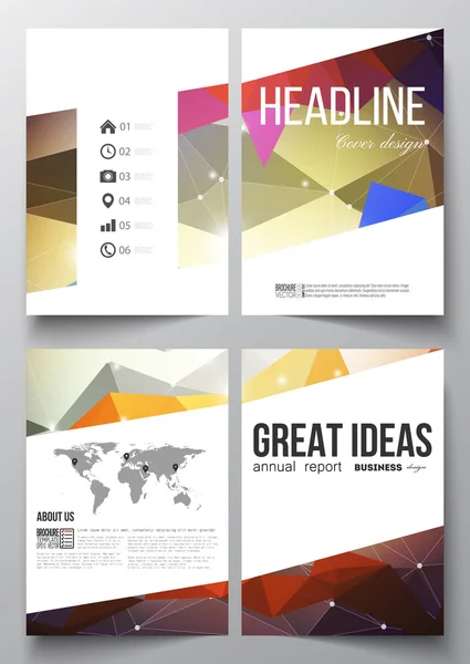 Set of business templates for brochure, magazine, flyer, booklet or annual report. Abstract colorful polygonal background, modern stylish triangle vector texture — Stock Vector
