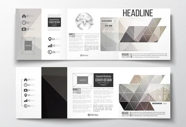 Ensemble de brochures triples, gabarits carrés. Fond flou abstrait, texture vectorielle sombre moderne et élégante . — Image vectorielle