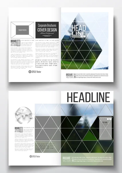 Set of business templates for brochure, magazine, flyer, booklet or annual report. Colorful polygonal backdrop, blurred natural background, modern stylish triangle vector texture