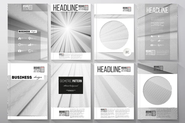 Set bedrijfssjablonen voor brochure, flyer of boekje. Abstracte lijnen achtergrond, eenvoudige monochrome textuur — Stockvector