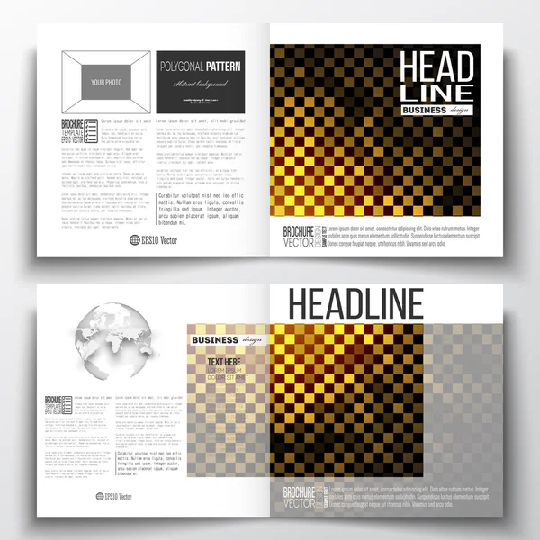 Set of annual report business templates for brochure, magazine, flyer or booklet. Abstract polygonal background, modern stylish sguare design golden vector texture — Stock Vector