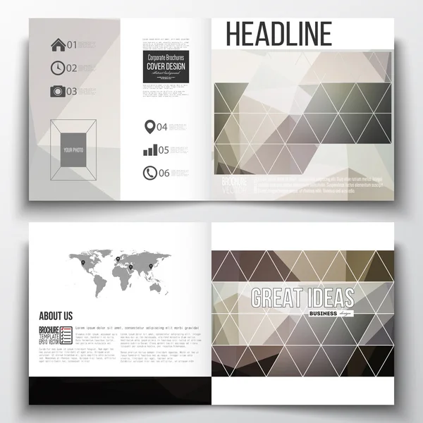 Set van vierkante ontwerp brochure sjabloon. Abstracte onscherpe achtergrond, moderne stijlvolle donkere vector textuur — Stockvector