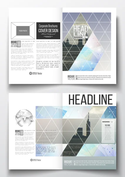 Set of business templates for brochure, magazine, flyer, booklet or annual report. Abstract colorful polygonal backdrop with blurred image, modern stylish triangular vector texture — Stock Vector