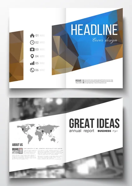 Set of business templates for brochure, magazine, flyer, booklet or annual report. Colorful polygonal background, blurred image, modern stylish triangular vector texture — Stock Vector