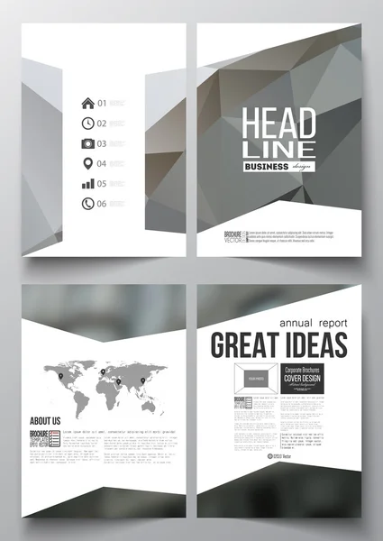 Set of business templates for brochure, magazine, flyer, booklet or annual report. Polygonal background, blurred image, modern stylish triangular vector texture — Stock Vector